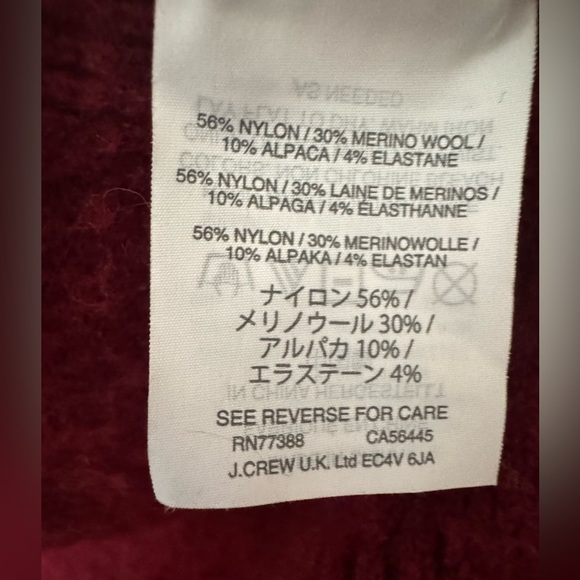 J. Crew V-Neck Alpaca Blend Burgandy Red Sweater - Picture 6 of 6